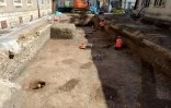Des sépultures de Gaulois enterrés assis sur un site de fouilles archéologiques à Dijon, le 17 mars 2026 en Côte d'Or