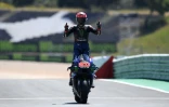 Le pilote français Fabio Quartararo (Yamaha) remporte le Grand Prix MotoGP du Portugal, le 18 avril 2021 sur le ciruit international d'Algarve à Portimao