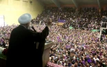 Le président iranien sortant Hassan Rohani, candidat à la présidentielle, lors d'un meeting de campagne, le 17 mai 2017 à Ardabil