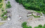 Un glissement de terrain dans le hameau de Sorte, au sud de Lostallo,, dans le canton suisse des Grisons, le 23 juin 2024