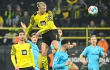 L'attaquant norvégien du Borussia Dortmund Erling Haaland marque le 2e but face à Greuther Fuerth, lors de la 16e journée de Bundesliga, le 15 décembre 2021