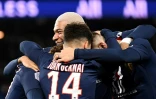 La joie des Parisiens, vainqueurs d'Amiens au Parc des Princes, le 21 décembre 2019