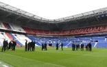 Les joueurs de la Juventus Turin en reconnaissance du Parc OL, le 17 octobre 2016