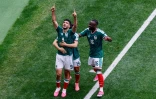 L'avant-centre mexicain Raul Jimenez après avoir inscrit le second but de la victoire 2-0 face à l'Afrique du Sud en ouverture du Mondial-2026 le 11 juin 2026 au stade Azteca de Mexico