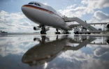 L'Airbus A340 du gouvernement allemand, le "Konrad Adenauer", le 26 avril 2018 à Berlin