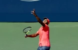 Jo-Wilfried Tsonga face à l'Américain Jack Sock en 8e de finale de l'US Open, le 4 septembre 2016 à New York