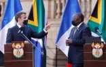 Le président sud-africain Cyril Ramaphosa et son homologue français Emmanuel Macron, lors d'une conférence de presse conjointe, à Pretoria, en Afrique du Sud, le 28 mai 2021
