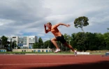 Le Français Kevin Mayer, à l'entrainement, le 14 juillet 2021 au Philippides Stadium à Montpellier