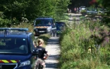 Des gendarmes participent aux recherches pour tenter de retrouver Lina, dans une forêt de Saulx (Haute-Saône, est de la France), le 8 août 2024