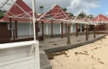 La plage de Nikki à Saint-Barthélemy, le 5 septembre 2017, à l'approche de l'ouragan Irma