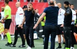 Christophe Galtier (3e à partir de la gauche) lors d'un match de L1 contre Saint-Etienne le 11 mai 2022 à l'Allianz Riviera de Nice