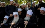 Des anciens de la communauté druze dans le village de Majdal Shams, sur le plateau du Golan annexé par Israël, le 16 juillet 2025