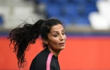 Nadia Nadim, l'attaquante danoise du PSG, lors d'une séance d'entraînement au Parc des Princes, le 8 mars 2019