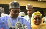 Le président Muhammadu Buhari et son épouse Aisha Buhari à Daura, dans le nord-ouest du Nigeria, le 23 février 2019 