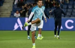Le milieu de Marseille Kevin Strootman à l'échauffement avant le match contre le PSG, le 27 octobre 2019 au Parc des Princes
