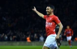 Le milieu de Nîmes Yassine Benrahou buteur contre Dijon, le 5 février 2020 à Nîmes
