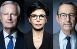 L'ancien Premier ministre Michel Barnier, la ministre de la Culture et maire du VIIe arrondissement de Paris Rachida Dati et le patron du parti LR Bruno Retailleau - photomontage 