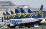 Des appareils de la compagnie aérienne Ryanair, le 23 mars 2020 à l'aéroport de Dublin