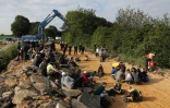 Des manifestants sur le site de la route L277, près de la mine de charbon de Garzweiler, en Allemagne, le 22 juillet 2020
