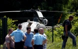 Photo prise le 1er juillet 2018 à Gonesse (Val d'Oise) de l'hélicoptère Alouette II qui a servi à l'évasion de Rédoine Faïd.