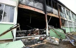 La facade de l'école maternelle Les Tamaris, à Béziers (Hérault) après l'incendie criminel survenu dans la nuit du 31 octobre au 1er novembre 2019.