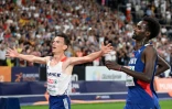 Le Français Yann Schrub peut exulter après sa 3e place en finale du 10.000 m à Munich, le 21 août 2022 