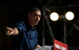 Le Premier ministre espagnol Pedro Sánchez lors d'un meeting de campagne, le 10 octobre 2026 à Dos Hermanas, près de Séville  