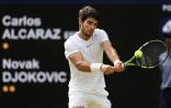 L'Espagnol Carlos Alcaraz lors de la finale du tournoi de Wimbledon 2023 face au Serbe Novak Djokovic, le 16 juillet 2023