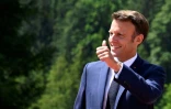Le président Emmanuel Macron au sommet du , le G juin  au château d'Elmau, dans le sud de l'Allemagne
