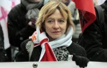 La secrétaire générale du Snes-FSU, Fréderique Rolet, dans une manifestation à Paris en le 1er décembre 2010