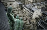 Des statues sur le toit de Notre-Dame de Paris, le 28 juin 2017
