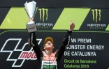 Le pilote français de l'écurie Speed Up, Fabio Quartararo, vainqueur de la course de Moto2 du Grand Prix de Catalogne, le 17 juin 2018 sur le circuit de Montmelo