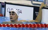 Yannick Agnel à l'issue du 200 m nage libre des Jeux de Rio, le 7 août 2016 au Centre aquatique olympique