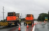 Une route fermée en raison des inondations à Ocean City, dans l'Etat américain du New Jersey, le 26 septembre 2026
