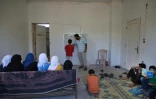 Une villa abandonnée, située dans les territoires rebelles d'Alep dans le nord-ouest de la Syrie, transformée en école, le 24 septembre 2018