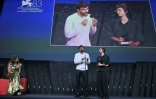 Les réalisateurs Yuval Abraham et Rachel Szor reçoivent le Prix spécial du jury pour "Naza" lors de la 83e édition du festival du film de Venise, le 12 septembre 2026