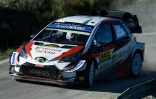 L'Estonien Ott Tänak (Toyota Yaris) lors de la 3e journée du Rallye de Catalogne, le 26 octobre 2019 à Rodonyà