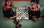 Joueurs de chessboxing lors d'une séance d'entraînement, le 22 septembre 2019 à Paris