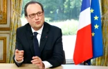 Le président François Hollande lors de la traditionnelle interview télévisée le 14 juillet 2016 à l'Elysée à Paris