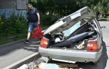 Destruction dans le quartier de Saltivka à Kharkiv, dans l'est de l'Ukraine, le 29 juillet 2022