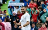 Karim Benzema célèbre un but, le 16 avril 2016 à Getafe