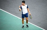 L'Espagnol Carlos Alcaraz pendant son match contre le Français Hugo Gaston, le 4 novembre 2021 à Bercy