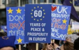 Pancartes brandies lors de la manifestation anti-Brexit à Londres, le 25 mars 2017