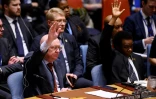 L'ambassadeur russe à l'ONU, Vassily Nebenzia, à gauche, lors d'un vote pendant une réunion au Conseil de sécurité sur le Venezuela, le 26 janvier 2019  
