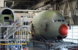 Des tronçons de l'Airbus A380, assemblés le 22 avril 2016 sur le site de Blagnac près de Toulouse