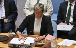 L'ambassadrice britannique auprès de l'ONU, Barbara Woodward, le 16 juillet 2025 à New York