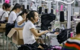 Des employés à l'oeuvre le 2 août 2018 dans une usine de maillots de bain à Yinglin, en Chine