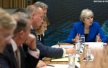 La Première ministre britannique Theresa May parle à des entrepreneurs à Birmingham (centre de l'Angleterre) le 11 septembre 2018.