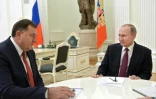 Le leader politique des Serbes de Bosnie, Milorad Dodik, reçu par le président russe Vladimir Poutine le 22 septembre 2016 à Moscou
