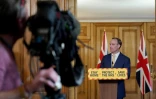 Le ministre britannique des Affaires étrangères Dominic Raab lors d'une conférence de presse sur la pandémie du Covid-19, le 7 avril 2020